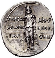 Denarius - Augustus CAESAR DIVI F ARMEN RECE IMP VIIII, Rome, 19 BC - 18 BC reverse image