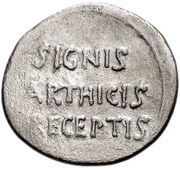 Denarius - Augustus SIGNIS PARTHICIS RECEPTIS, Rome, 19 BC - 18 BC reverse image