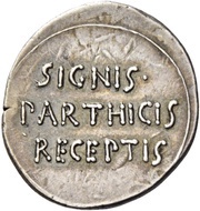 Denarius - Augustus SIGNIS PARTHICIS RECEPTIS, Rome, 19 BC - 18 BC reverse image