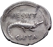 Denarius - Augustus AEGVPT CAPTA, Rome, 19 BC - 18 BC reverse image