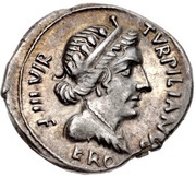 Denarius - Augustus AVGVSTVS CAESAR; Feronia obverse image
