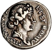 Denarius - Augustus AVGVSTVS CAESAR; Liber obverse image