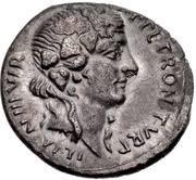 Denarius - Augustus AVGVSTVS CAESAR; Liber obverse image
