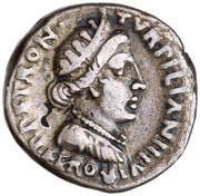 Denarius - Augustus AVGVSTVS CAESAR; Feronia obverse image