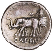 Denarius - Augustus AVGVSTVS CAESAR; Feronia, Rome, 19 BC - 4 BC reverse image