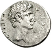 Denarius - Augustus P PETRON TVRPILIAN IIIVIR obverse image