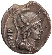 Denarius - Augustus AVGVSTVS CAESAR; Virtus obverse image