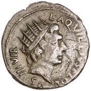 Denarius CAESAR AVGVSTVS SIGN RECE; Sol obverse image