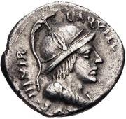 Denarius CAESAR DIVI F ARME CAPT; Virtus obverse image