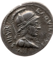 Denarius CAESAR DIVI F ARMINIA CAPTA; Virtus obverse image
