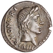 Denarius - Augustus AVGVSTVS CAESAR; Honos obverse image