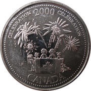 25 Cents - Elizabeth II Celebration, Canada, 2000 reverse image
