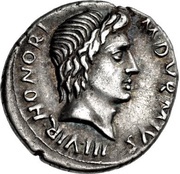 Denarius CAESAR AVGVSTVS SIGN RECE; Honos obverse image