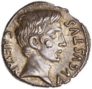 Denarius - Augustus M DVRMIVS IIIVIR obverse image