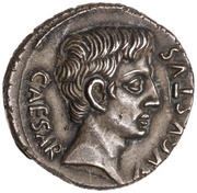 Denarius - Augustus M DVRMIVS IIIVIR obverse image