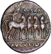 Denarius - Augustus CAESARI AVGVSTO, Rome, 18 BC reverse image
