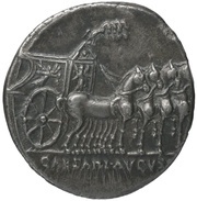 Denarius - Augustus CAESARI AVGVSTO, Rome, 18 BC reverse image