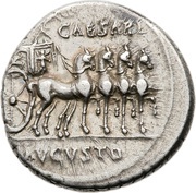 Denarius - Augustus CAESARI AVGVSTO, Rome, 18 BC reverse image