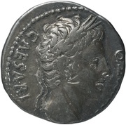 Denarius - Augustus S P Q R obverse image