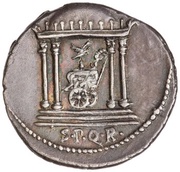 Denarius - Augustus S P Q R, Rome, 18 BC reverse image