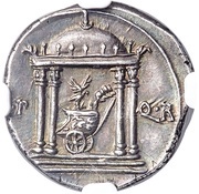 Denarius - Augustus S P Q R, Rome, 18 BC reverse image
