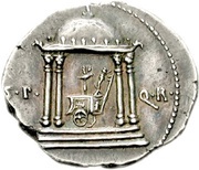 Denarius - Augustus S P Q R, Rome, 18 BC reverse image