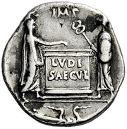Denarius - Augustus IMPLVDISAECVL, Rome, 18 BC - 17 BC reverse image