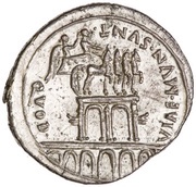 Denarius - Augustus QVOD VIAE MVN SVNT; Victory, Rome, 18 BC - 17 BC reverse image