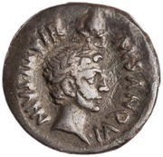 Denarius - Julius Caesar M SANQVINIVS IIIVIR obverse image