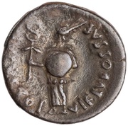 Denarius - Julius Caesar M SANQVINIVS IIIVIR, Rome, 17 BC reverse image