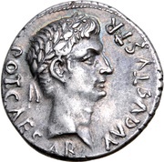 Denarius - Augustus L MESCINIVS RVFVS III VIR. S P Q R V PR RE CAES.; Mars obverse image