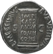 Denarius - Augustus L MESCINIVS RVFVS IIIVIR S C IMP CAES AVGV COMM CONS, Rome, 16 BC reverse image