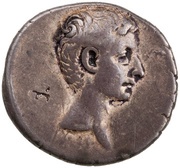 Denarius - Augustus L VINICIVS S P Q R IMP CAE obverse image