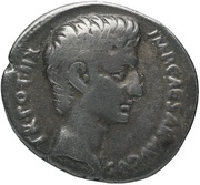 Denarius - Augustus C ANTIST VETVS IIIVIR APOLLINI ACTIO; Apollo obverse image