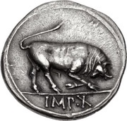 Denarius - Augustus IMP X, Rome, 15 BC - 13 BC reverse image