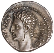 Denarius - Augustus IMP X SICIL; Diana obverse image