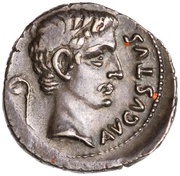 Denarius - Augustus C MARIVS C F TRO IIIVIR obverse image