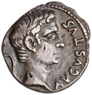 Denarius - Augustus C MARIVS TRO IIIVIR; Diana obverse image