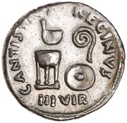 Denarius - Augustus C ANTISTIVS REGINVS IIIVIR, Rome, 13 BC reverse image