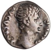 Denarius - Augustus IMP XII ACT; Apollo obverse image