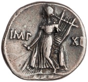 Denarius - Augustus IMP XII ACT; Apollo, Rome, 11 BC - 10 BC reverse image