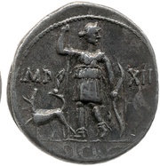 Denarius - Augustus IMP XII SICILI; Diana, Rome, 11 BC - 10 BC reverse image