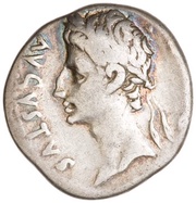 Denarius - Augustus IMP XII ACT; Apollo obverse image