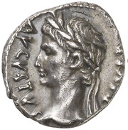 Denarius - Augustus IMP XII ACT; Apollo obverse image
