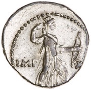 Denarius - Augustus IMP XII SICIL; Diana, Rome, 11 BC - 10 BC reverse image