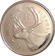 25 Cents - Elizabeth II 4th portrait, Canada, 2003-2006 reverse image