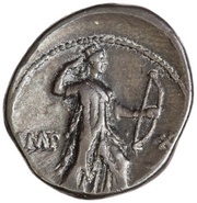 Denarius - Augustus IMP XII SICIL; Diana, Rome, 11 BC - 10 BC reverse image