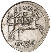 Denarius - Augustus and Gaius Caesar C CAES AVGVS F, Rome, 9 BC reverse image