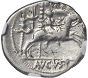 Denarius - Augustus and Gaius Caesar C CAES AVGVS F; head left, Rome, 9 BC reverse image