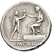 Denarius - Augustus IMP XIIII, Rome, 9 BC reverse image